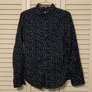 Men's S long-sleeved button down shirt, dark blue